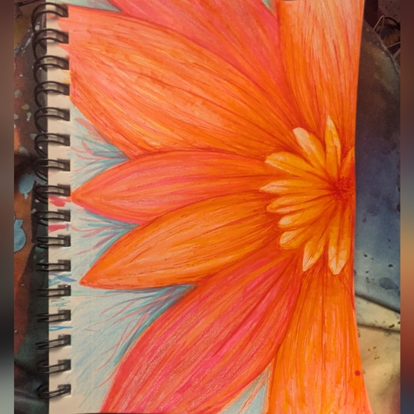 Handmade Other - Vibrant Orange and Yellow Floral Art Print 4x6